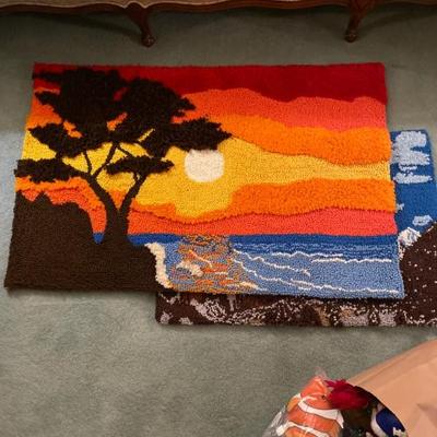 Vintage 70's latch hook shag rug Lone Cypress Monterey CA