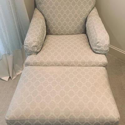 Upholstered chair with matching ottoman