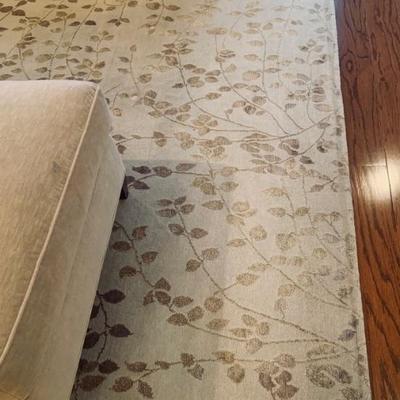 Wool & Silk rug with bronze leaf detail (8â€™ x 10â€™)