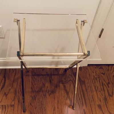 Lucite & brass small folding table
