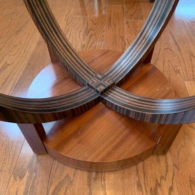 Wood base of dinette glass top table