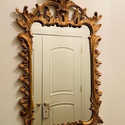 Large rectangular carved guilted mirror