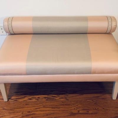 Pair of Silk covered side seats w/bolster