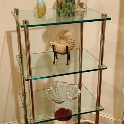 Glass & chrome shelves (4)
