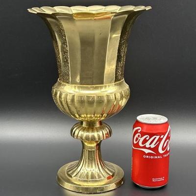Large Brass Trophy Vase, 14in t x 8in w at Rim