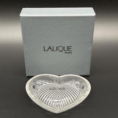 Lalique Crystal Heart Trinket Dish, Paris France