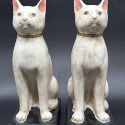 (2) Chalkware Cat Figurines from The Phillippines