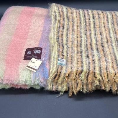 (2) Irish & Scottish 100% Wool Woven Scarf/Throw