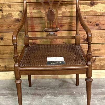 Drexel Heritage Solid Wood Cane Seat Armchair
