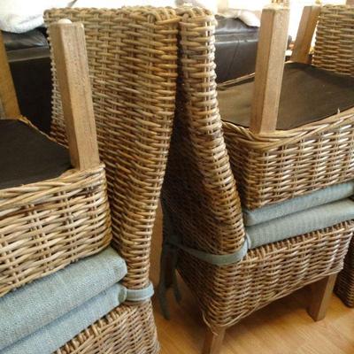 6 Weaved Wicker Chairs and Dinning table 