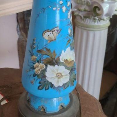 Pair of French Enamel Lamps