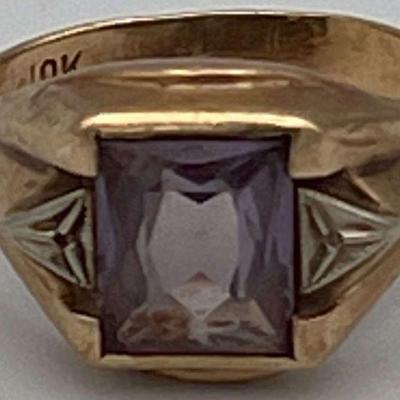 KPT045-10k Gold And Purple Stone Ring