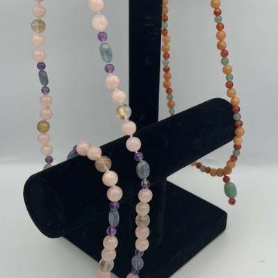 KPT050-Pair Of Beaded Semi-Precious Stone Necklaces