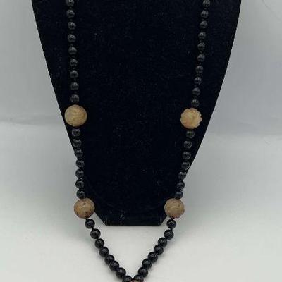 KPT046-Gorgeous Jade And Onyx Beaded Necklace