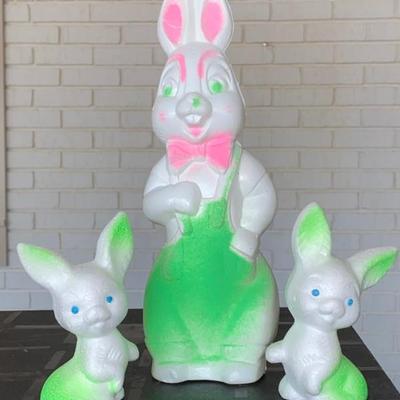 bunny, two vintage styrofoam bunnies