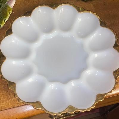 Milk glass egg tray