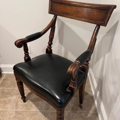 MAHOGANY CHAIR W/ LEATHER SEAT