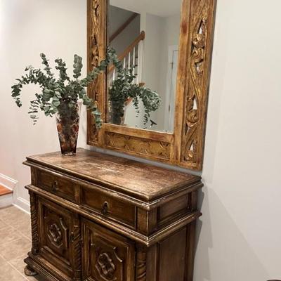 BURNISHED GOLD CABINET W/MIRROR