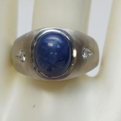 STAR SAPPHIRE & DIAMOND 14KT RING (SZ 10)
