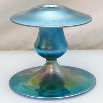 CARDER STEUBEN BLUE AURENE CANDLESTICK