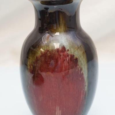 CHINESE SANG DE BOEUF OXBLOOD CELADON VASE
