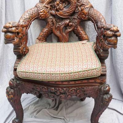 ANTIQUE CHINESE CARVED DRAGON CHAIR
