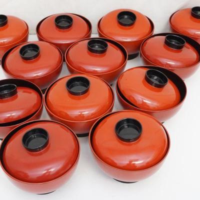 12 JAPANESE RED & BLACK LACQUER