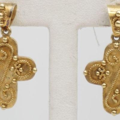 18KT GOLD CROSS EARRINGS (11.05 G)