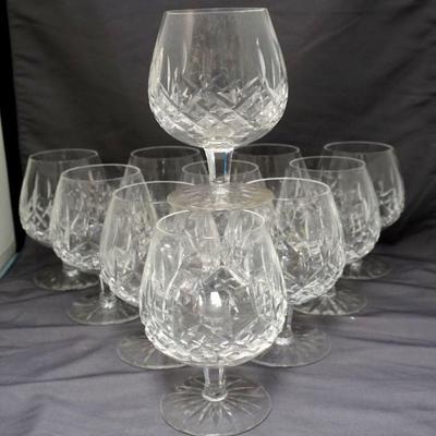 11 WATERFORD CRYSTAL LISMORE BRANDY GLASSES