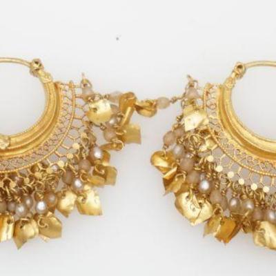 PAIR OF 22KT GOLD LARGE HOOP EARRINGS (17.70 GRAMS)