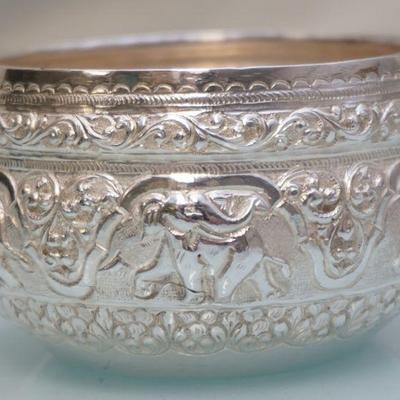 MYANMAR 950 SILVER ELEPHANT BOWL