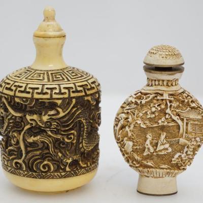 2 CHINESE CARVED SNUFF BOTTLES