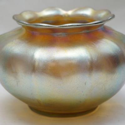 L.C. TIFFANY FAVRILE RIBBED VASE