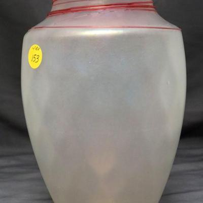 STEUBEN VERRE de SOIE w/ ROSE REEDING VASE