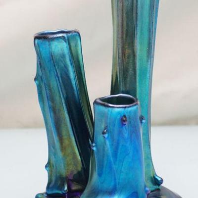 CARDER STEUBEN BLUE AURENE STUMP GLASS