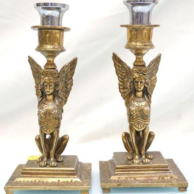 PAIR FRENCH EMPIRE SPHINX CANDLEHOLDERS