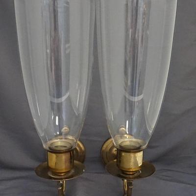 BRASS WALL SCONCES HURRICANE SHADES