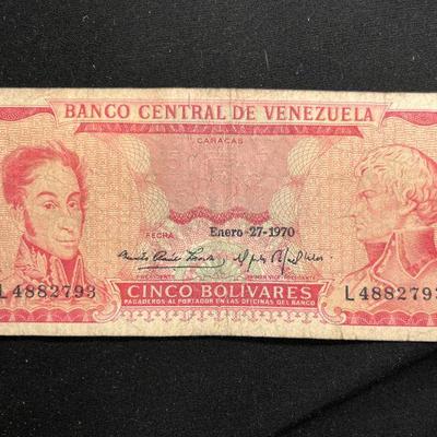 1970 Venezuela Five Bolivares
