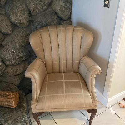 Side antique chair, pecan wood, made in USA