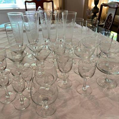 MLC057- Etched Glassware Lot