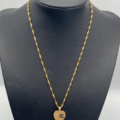 MLC402-14k Gold & Diamond Heart Pendant And Chain
