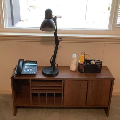 MLC018 Small Wooden Cabinet, Desk Lamp, Phone & More!