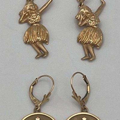 MLC405-2 Pairs Of 14k Gold Earrings 