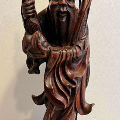 MLC039- Vintage Japanese Wooden Carving God Of Longevity 