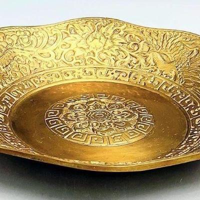 Very Nice Gilt Gold Brass Antique Bowl Dish