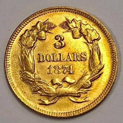 Nice $3 1874 Gold Coin