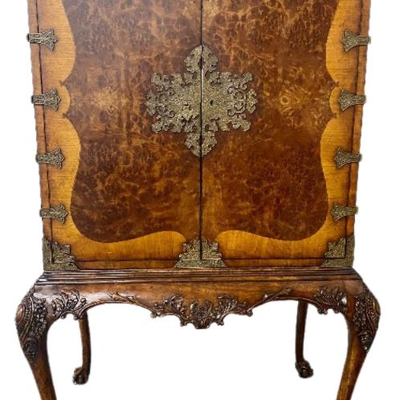 Antique Chippendale Chinoiserie/ Cocktail Cabinet on Stand w/ Asian Influence
