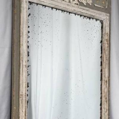 Large Distressed Mirror and French Cottage-Style Wood Frame
