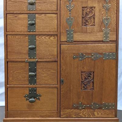 Antique Arts and Crafts Oak Secretary Cabinet/ Bureau with Drawers
