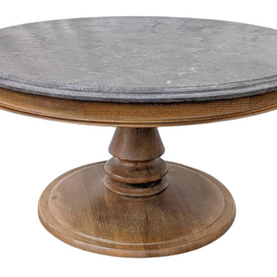 Arhaus Solid Hand-Carved Bluestone Top 3-Foot Wood Coffee Table
